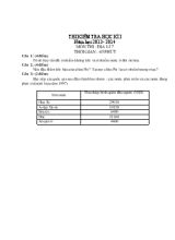 Thi kiểm tra học kì I năm học 2013- 2014 môn thi  địa lí 7 thời gian  45 phút